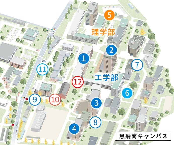 バーチャルオープンキャンパスのマップ南側