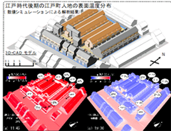 江戸町人地の夏季の表面温度分布（解析結果）
